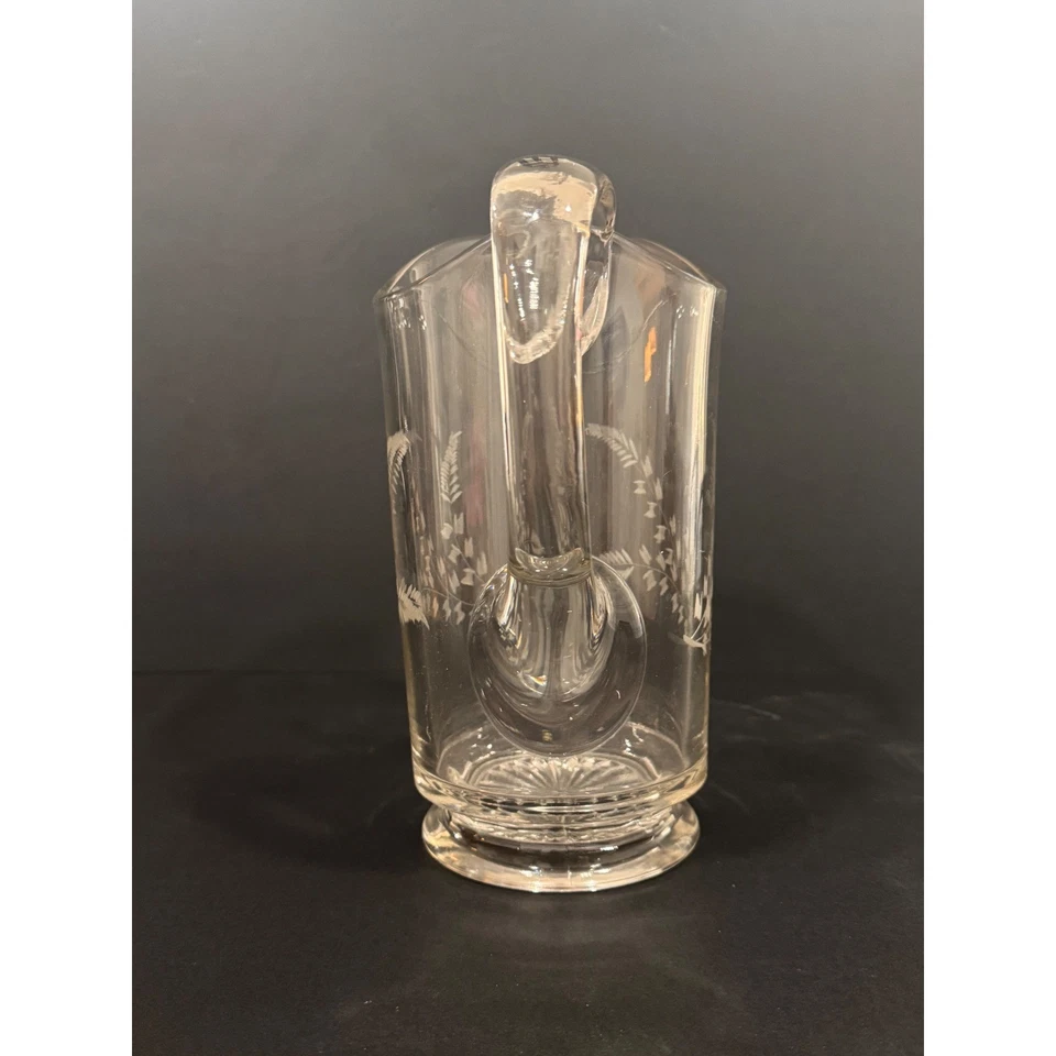 复古蚀刻玻璃水罐蕨叶设计透明酒吧用品 — 第 2/4 张图片