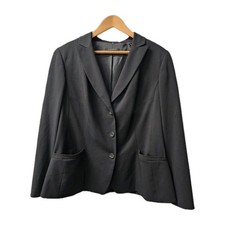 Elie Tahari Black/Dark Grey Fitted Wool Blend Blazer Jacket Lined Pockets