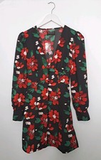 New Urban Outfitters XS Michelle Red & Black Floral Mini Dress RRP £46