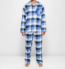 Mens size M Navy Blue check flannel flannelette pyjamas COTTON Target NEW 3333