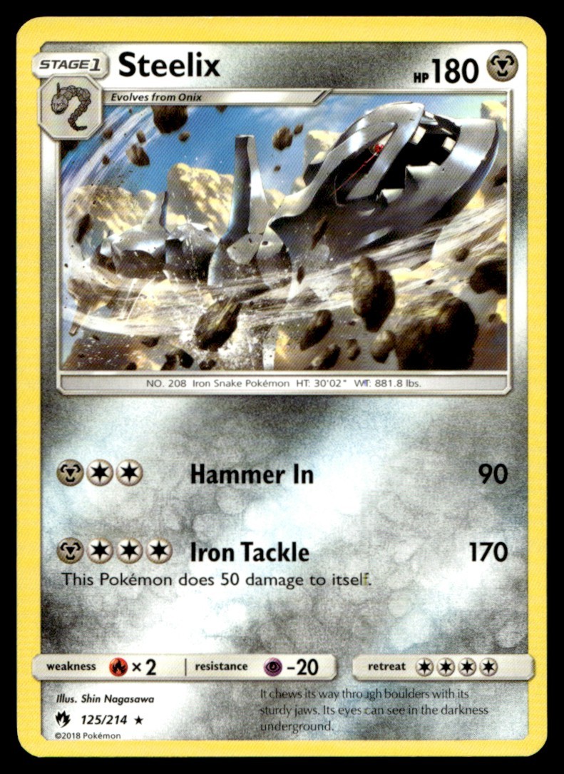 Steelix 125/214 Rare Lost Thunder Pokemon Moderately Played
