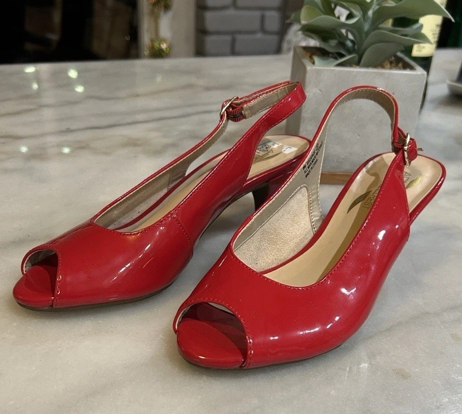 Aerosoles Women's Red Sling Back Heels Size 6
