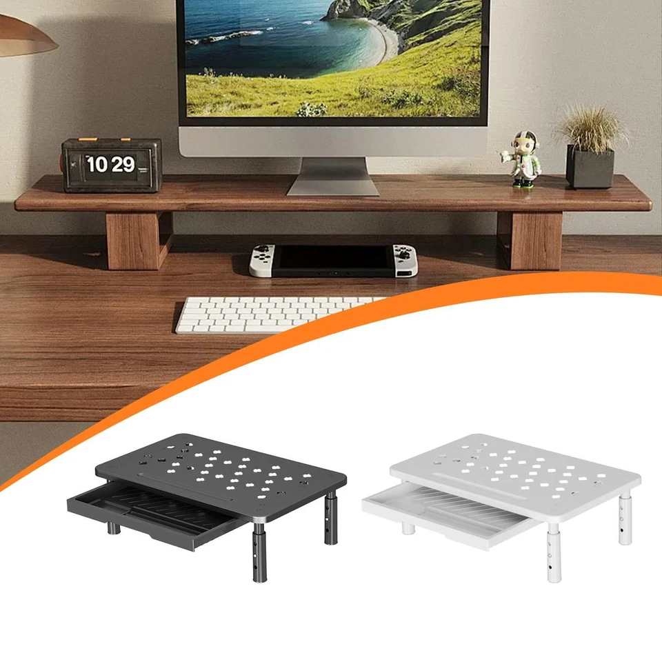 Monitor Stand Riser with Drawer Hollow Out Display Ventilated Lightweight