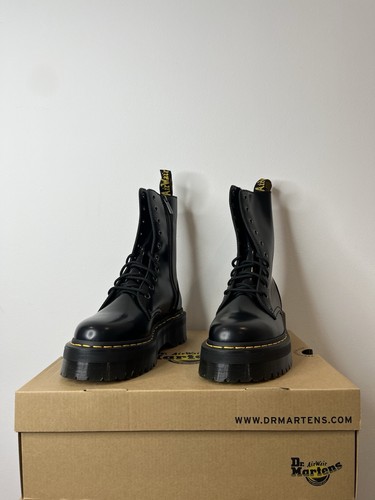 DR MARTENS BLACK JADON HI SMOOTH LEATHER PLATFORM BOOTS SIZE UK 6 - Picture 4 of 8