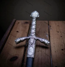 Paladin Crusader Knight Sword of Roland Medieval W/ Scabbard Battle Collection
