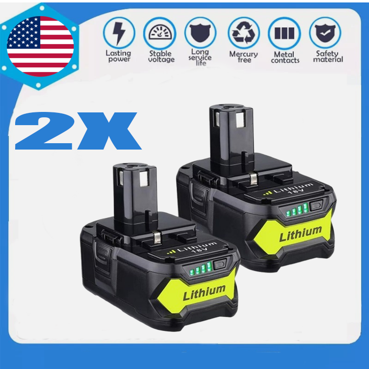 2 Pack 8.0Ah For RYOBI P108 18V One Plus High Capacity Lithium Battery USA