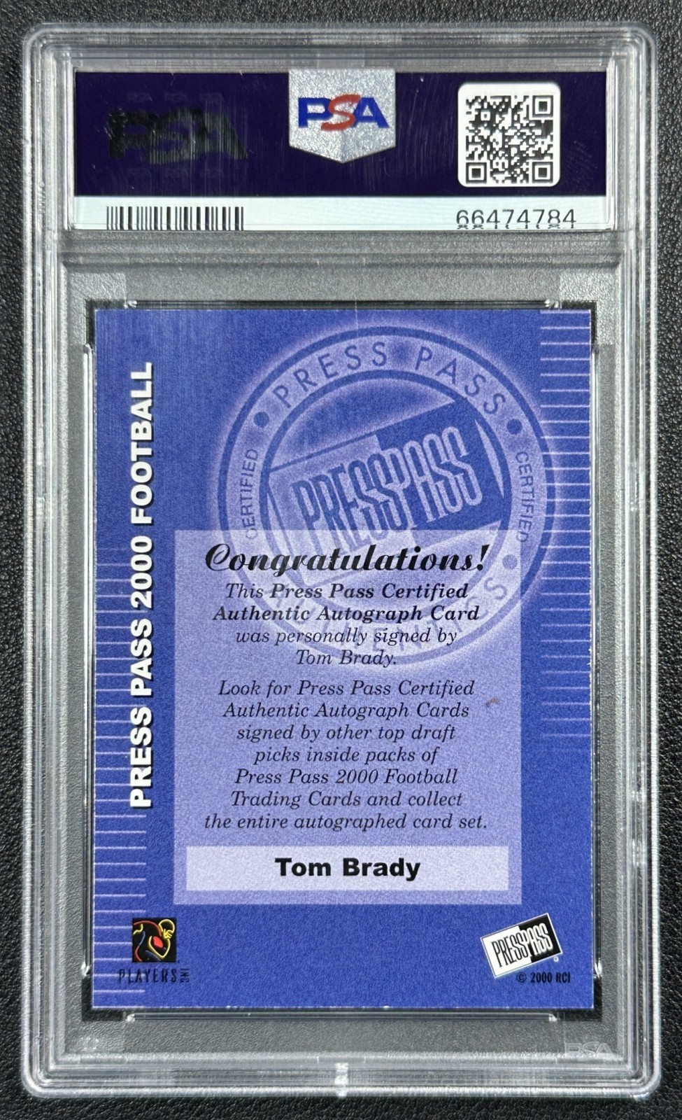 TOM BRADY PSA 8 2000 PRESS PASS ROOKIE AUTHENTICS AUTO RC AUTOGRAPH PATRIOTS view 2