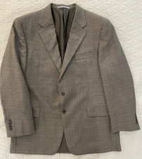 HICKEY FREEMAN Subtle Check Worsted Wool Jacket in Tan / Brown Size 43 R