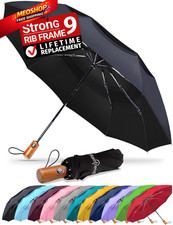 Raintrend Premium Umbrellas for Rain Double Canopy, 9 ribs, A Black Brown