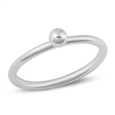 Classic Bead on Ring New 925 Minimalist Polished Sterling Silver Band Sizes 5-10