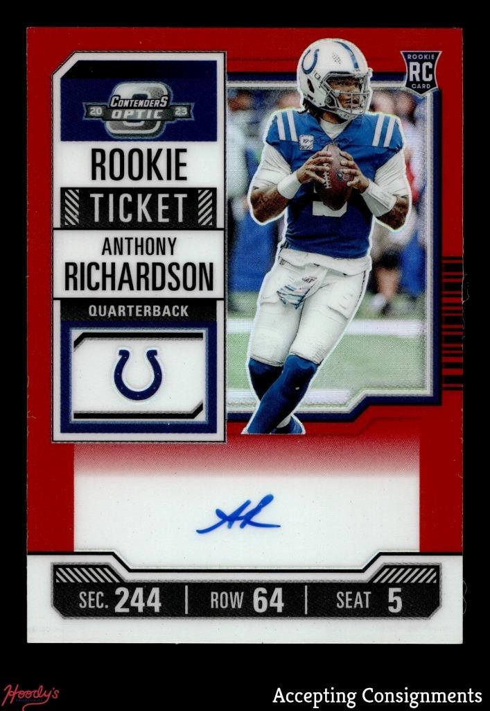2023 Contenders Optic Red #102 Anthony Richardson RC Rookie Ticket AUTO 078/125