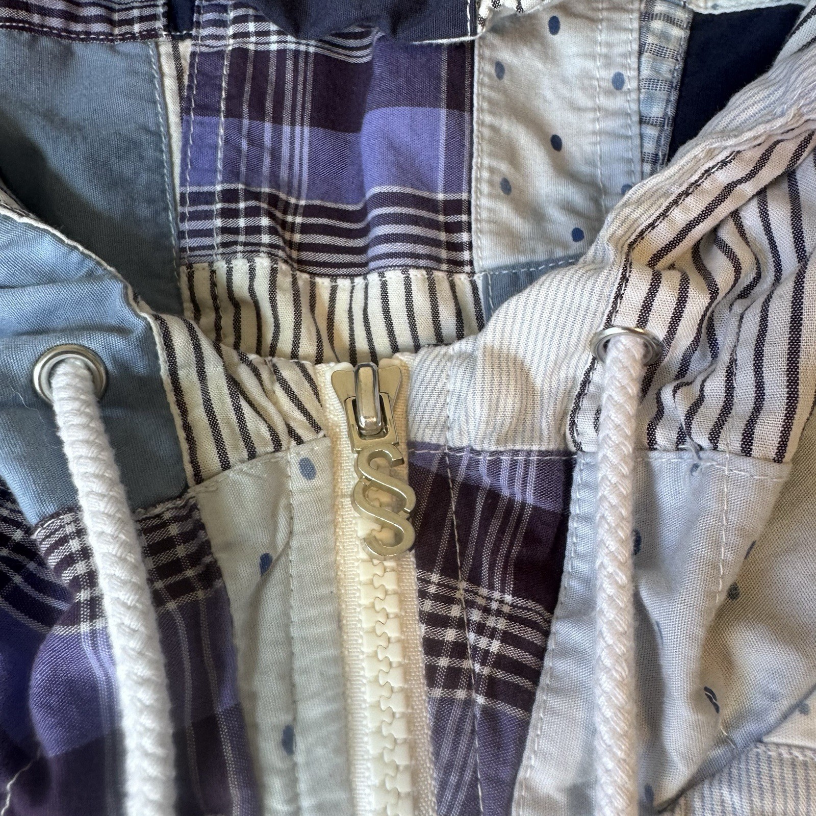 Sub Script Zip Hoodie Women’s S Lined Patchwork Q… - image 6