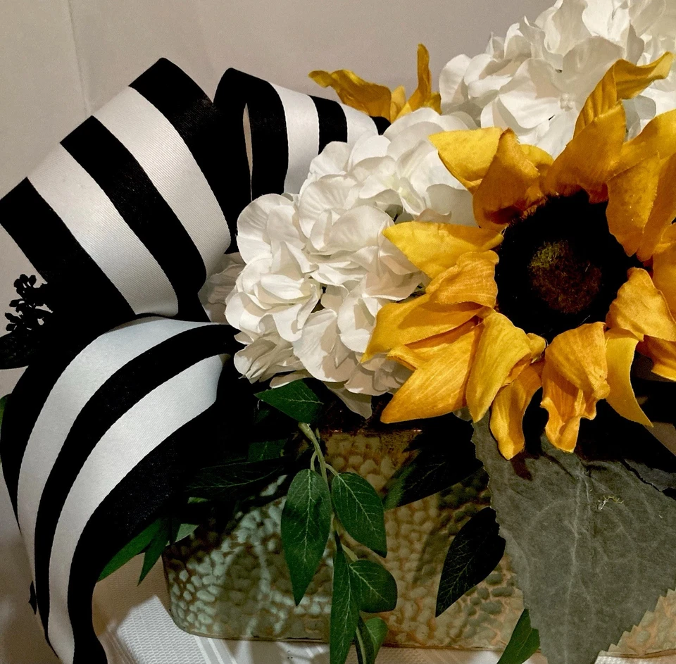 Charming Sunflower And White Hydrangea Arrangement - Image 4 of 4
