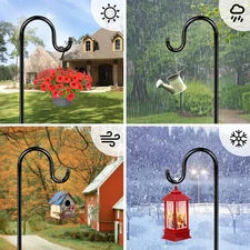 72" Shepherds Hooks for Outdoor, Heavy Duty Bird Feeder Pole with 7 Base Pron...