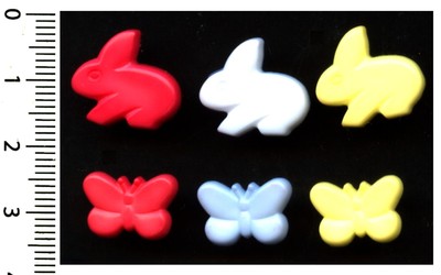 Kleine bunte KNÖPFE, in Schnittformen - Hase und Schmetterling