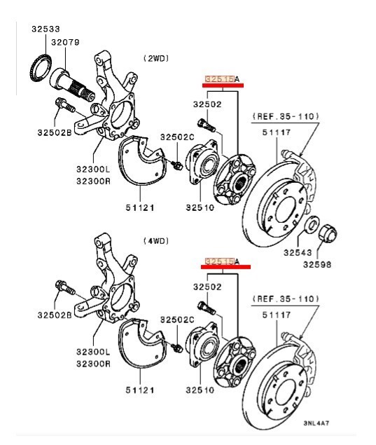 パーツ Mitsubishi Minicab 4WD Hub assembly front wheel set for Mitsubishi Minicab Town Box U62