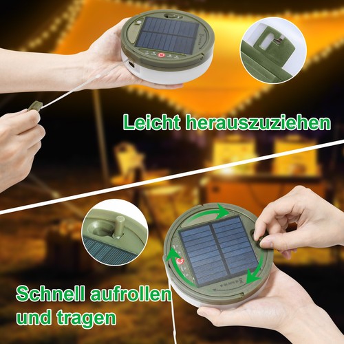 Catena Luminosa USB Campeggio Avvolgibile Catena Luminosa LED Impermeabile Solare Portatile - Foto 16 di 29