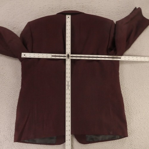 Settimios Jacket XL Red Burgundy Check Wool Blazer Sport Coat 46S - Picture 9 of 15