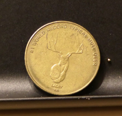 新品未使　TENDERLOIN COIN CASE DEERSKIN Cabela's World Record Mule Deer Lacey, WA Souvenir Coin Token 24mm