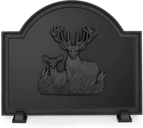 20" Cast Iron Firebacks for Fireplace, Deer Decorative Fireplace Back Plate with