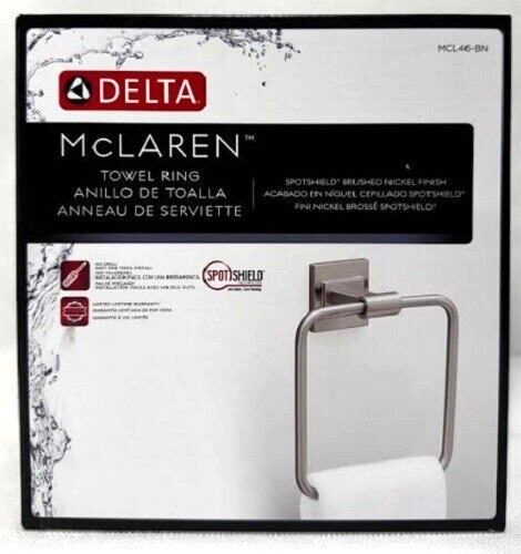 Delta Mclaren Anello Asciugamano Nichel Spazzolato Montaggio a Parete MCL46-BN con Paraspifferi NUOVO - Foto 1 di 2