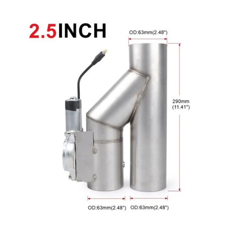 2.5'' Electric Y Pipe Exhaust Valve Kit with Remote Control Stainless Steel - Image 2 of 4