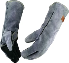 16 Inches,932℉,Leather Welding Gloves, Heat/Fire Resistant,Large Mitts for Bbq,O