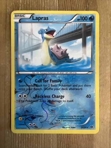 Pokémon TCG Lapras Next Destinies 25/99 Reverse Holo Rare LP