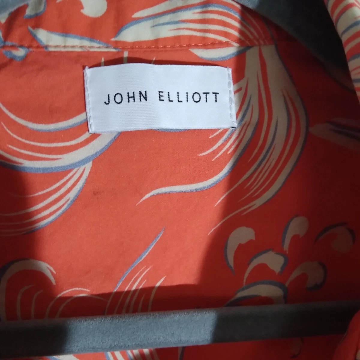 John Elliott Camp Shirt Short Sleeve Orange Floral Cotton Size 5