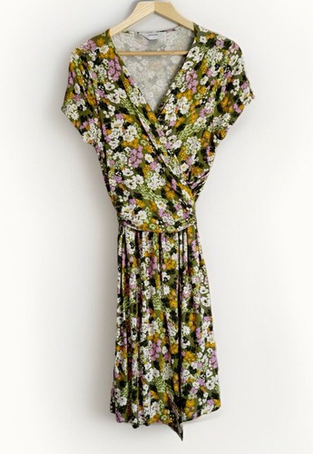 Seraphine Ariana Retro Floral Maternity & Nursing Wrap Dress Sz LG Cottagecore