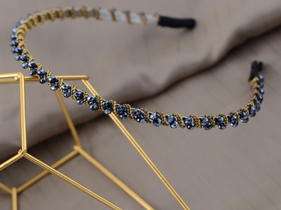 Festive Princess Dark Gray Gold Wrap Around Beaded Hair 