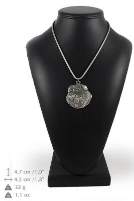 Belgium Griffon - silver plated necklace with a dog on silver chain, Art Dog USA