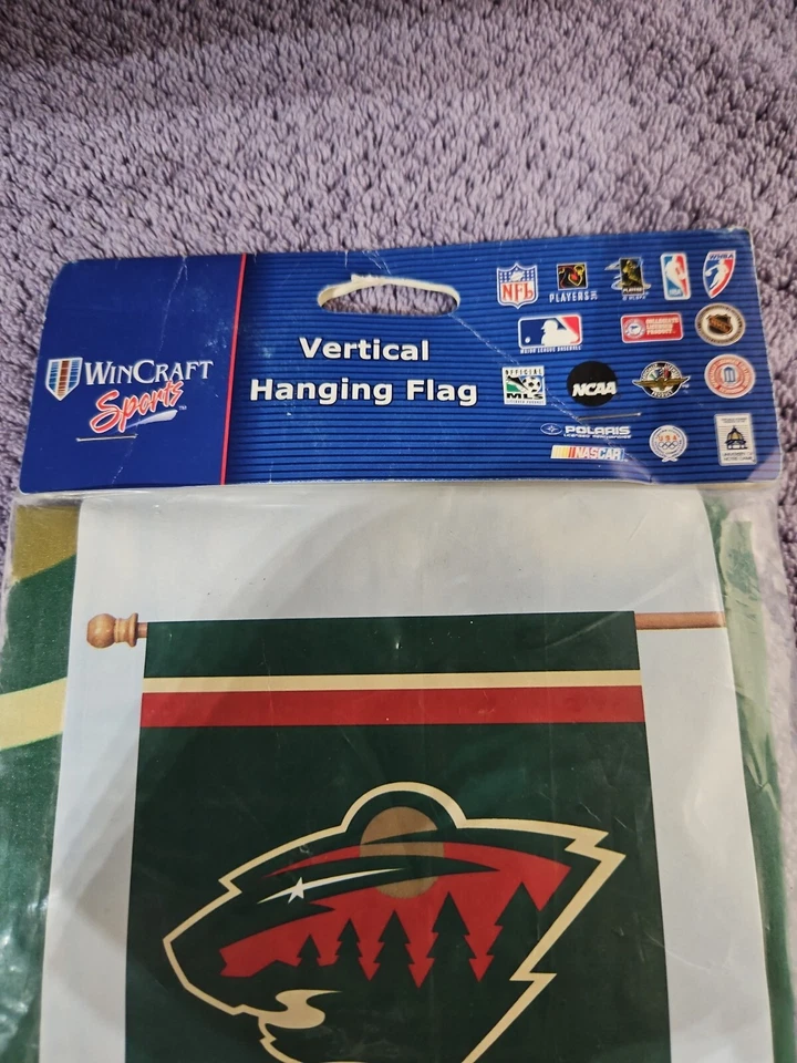 NHL Minnesota Wild Hockey Vertical Flag Hockey  27x37" Green Red WinCraft New - Image 3 of 4