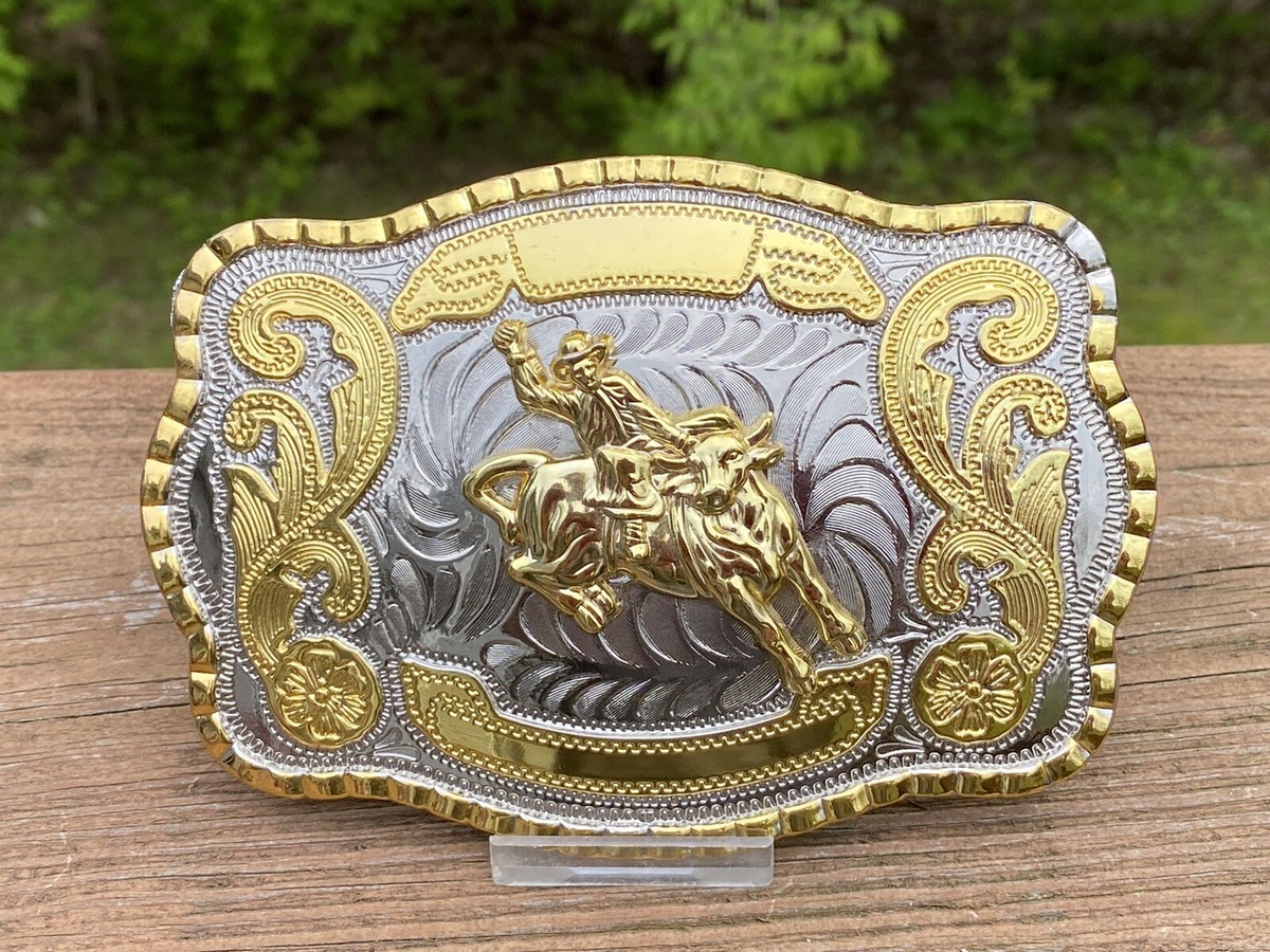 Official Champion Rodeo Bull Riding Large Belt Buckle Stamped WMG