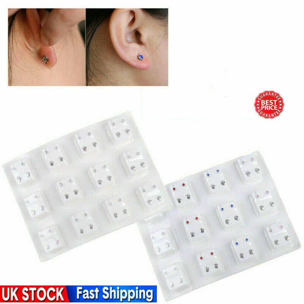 12 pares de aretes médicos piercing oreja acero quirúrgico pendientes kits de herramientas