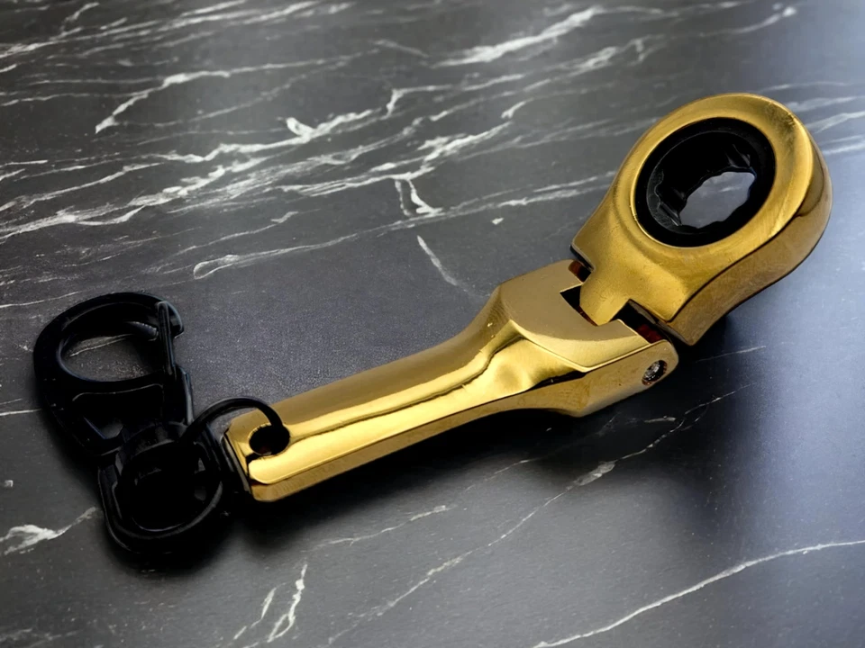 Gold 10mm Ratchet Wrench Keychain Socket Mini Stubby Wrench for Car Battery Nut - Image 4 of 4
