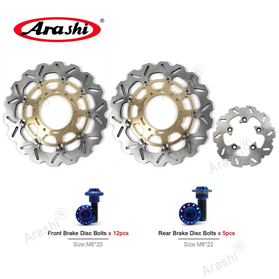 For Suzuki GSXR 600 750 2008-2017 Front Rear Brake Discs Rotors w/ Bolts Screws - Изображение 2 из 4