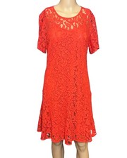 Michael Kors Women's Dress Coral Lace Godet Lined Knee Length Size 10