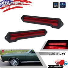 For 70-72 Chevrolet Monte Carlo Red Lens Rear Bumper Side Marker Lights Set of 2