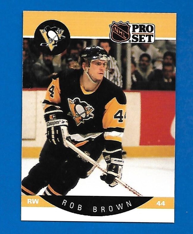 #229 ROB BROWN ERROR REVERSED BACK 1990-91 PRO SET PENGUINS NHL HOCKEY CARD