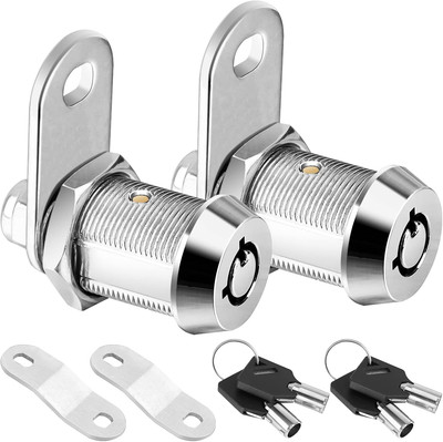 PTEROMY 2 Pack Cabinet Lock with Keys, 7/8'' Heavy Duty Tubular Cam Lock for RV 