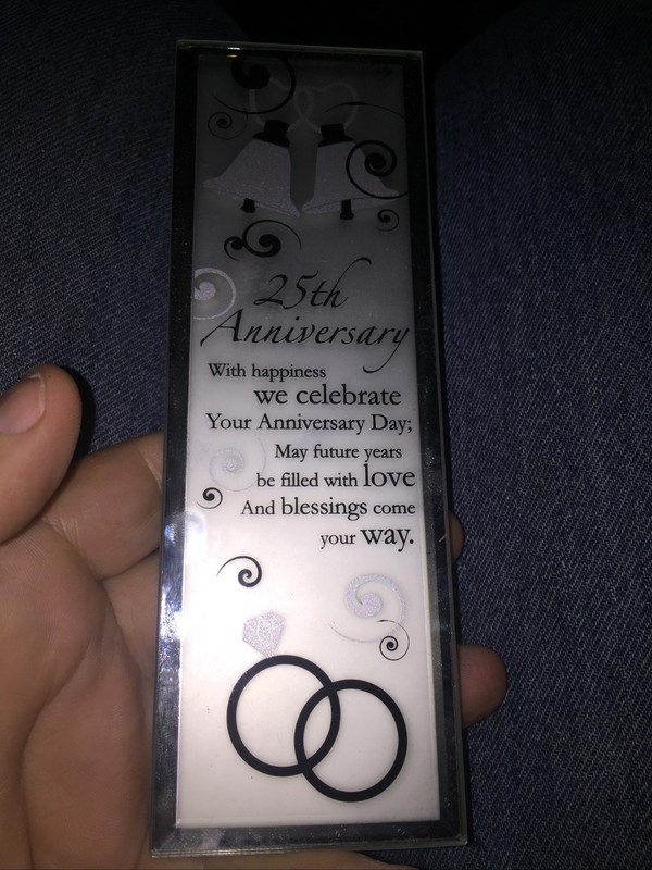 25th Anniversary - Inspirational Plaque with stand - beveled glass, New