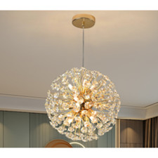 Image of Chandelier Lighting Lamp Ceiling Elegant Pendant Crystal Hanging Shade Luxurious