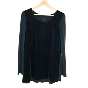 J Jill Wearever Black Velvet Panel Women S Top Shirt Tunic Size Xs