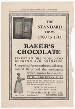VTG 1911 Print-ad, Pure Baker's Chocolate, Walter Baker & Co. Dorchester, MA