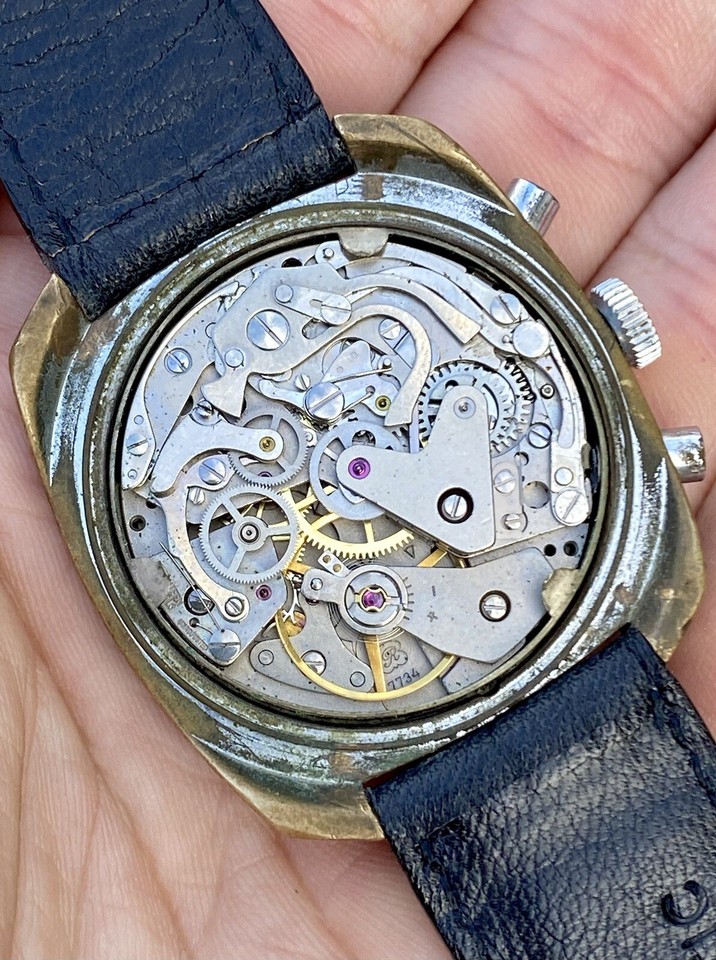 Vintage Chronograph LIP Cushion Case Caliber Valjoux 7734 For Parts