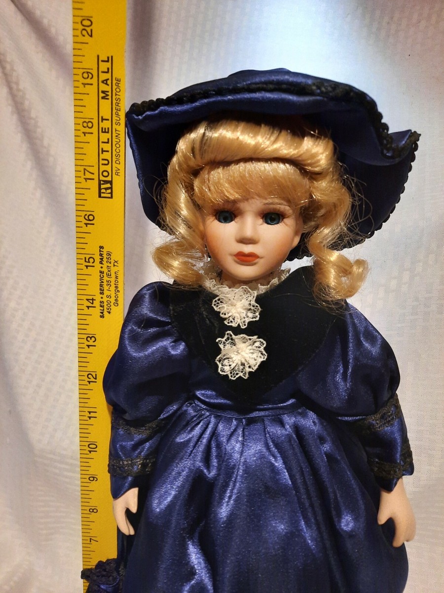 Vintage Southern Belles Priscilla Porcelain Doll - Dark Blue Gown