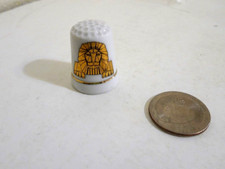 Vintage MGM Grand Casino Las Vegas white ceramic thimble gold trim Lion