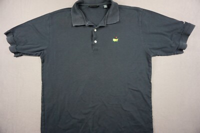 Masters Collection Augusta Golf Polo Mens L 60's Two Ply Mercerized Black Logo