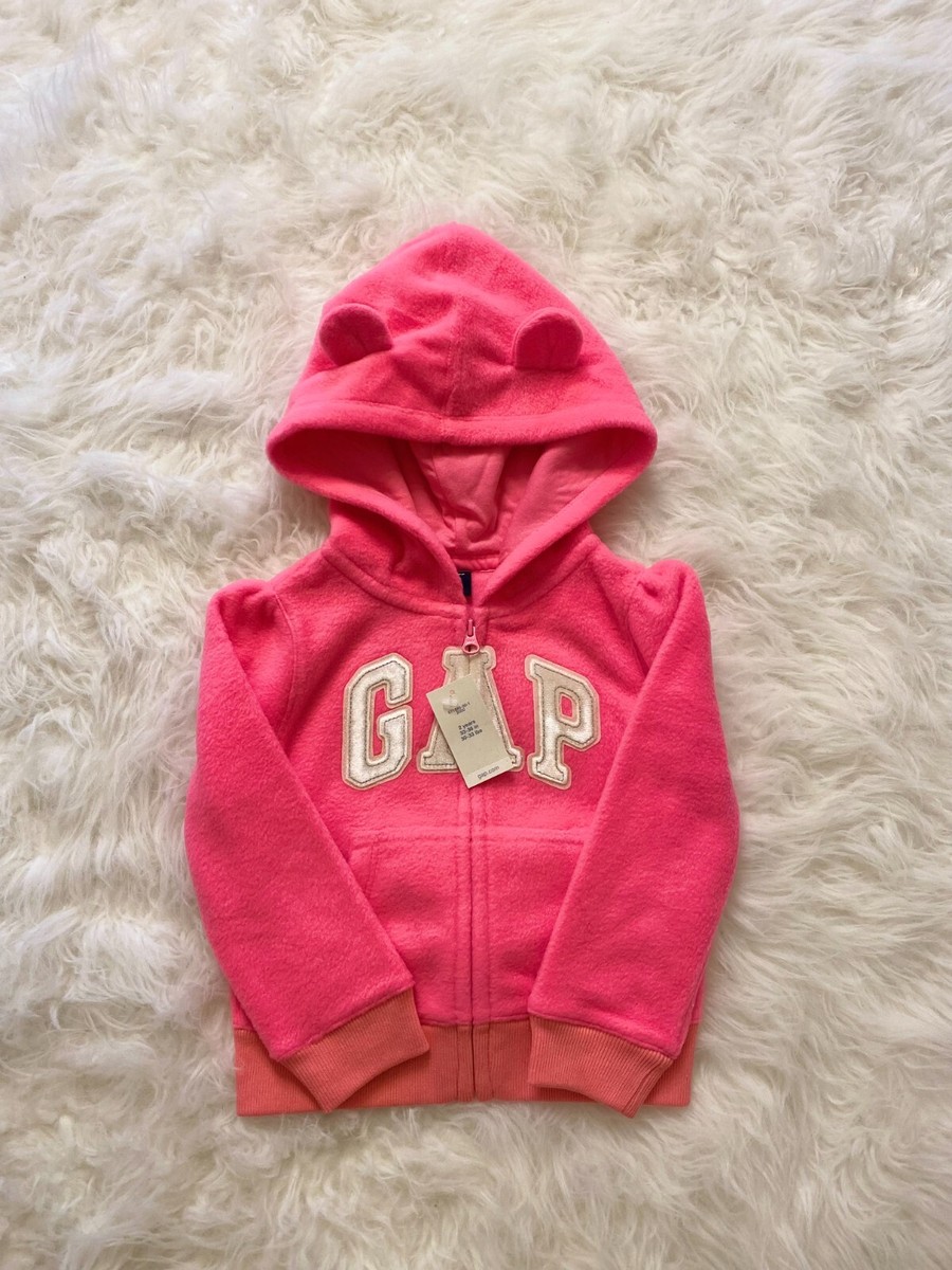 Pink Hoodies Gap Girl NWT! GAP Girls Pink Fleece Hoodie Jacket Size 2T